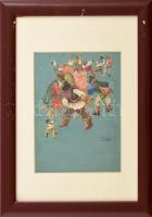 Róna Emmy (1904-1988): Mese illusztráció. Akvarell, tus, papír, jelzett, üvegezett fakeretben, 18,5x14 cm