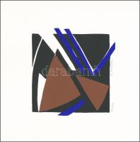 Nicole Haurez (1938-): Geometrikus kompozíció. Szitanyomat, karton, jelzett, számozott (91/120), 12x12 cm