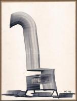 Milasovszky Kálmán (?-): Kályha, 1967. Vegyes technika, papír, jelzett, kartonra kasírozva, 14x10 cm