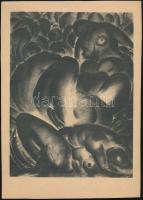 Ruzicskay György (1896-1993): Illusztráció a Szerelemkeresőből. Algrafia, papír, jelzett az algrafián, 24,5×18 cm