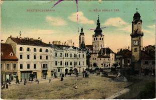 Besztercebánya, Banská Bystrica; IV. Béla király tér, Havelka József üzlete. W.L. Bp. 5934. / square, shops (kis szakadás / small tear)