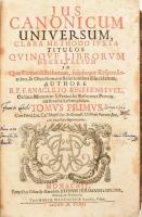 Jus Canonicum Universum: Clara Methodo Ivxta Titulos Qvinqve Librorvm Decretalium In Quaestiones ... Viduae, 1702. Sumptibus Joannis Jacobi Remy, Korabeli kopott egészbőr kötésben, utolsó kb 60 lap szélén, szöveget nem érintő egérrágás nyom, lapok kissé foltosak.  Mednyánszky Ferenc Ignác László (1679-1733) erdélyi fölszentelt püspök. aki kinevezését nem fogadta el, saját kezű névbejegyzésével.