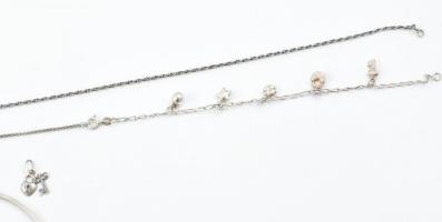 Ezüst(Ag) nyaklánc medállal, h: 53 cm, 2×1,3 cm, karkötő 2db, h: 17-19cm, karperec, d: 6cmjelzettek,...