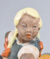 Komlós: Táncosok. Színes mázakkal festett Art Deco kerámia, jelzett, kopásnyomokkal. m: 26 cm