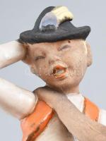 Komlós: Táncosok. Színes mázakkal festett Art Deco kerámia, jelzett, kopásnyomokkal. m: 26 cm