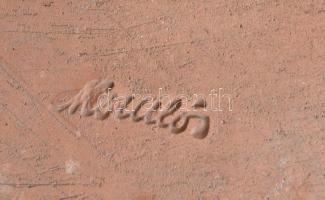 Komlós: Táncosok. Színes mázakkal festett Art Deco kerámia, jelzett, kopásnyomokkal. m: 26 cm