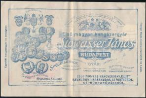 Stowasser János hangszergyár grafikus fejléces számla