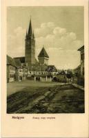 Medgyes, Mediasch, Medias; Evangélikus templom. Wendler Ferenc kiadása / street view, Lutheran church