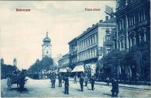 Debrecen, Piac utca, Biztosítótársaság, üzletek. Mihály Sámuel kiadása (fl)