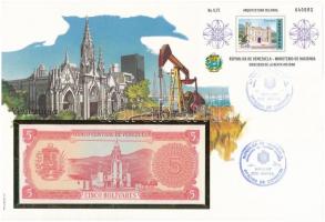 Venezuela 1989. 5B felbélyegzett borítékban, bélyegzéssel T:I Venezuela 1989. 5 Bolivares in envelope with stamp and cancellation C:UNC