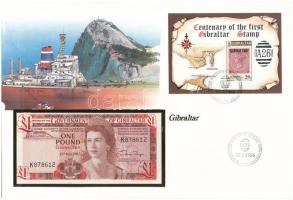Gibraltár 1983. 1P felbélyegzett borítékban, bélyegzéssel T:I Gibraltar 1983. 1 Pound in envelope with stamp and cancellation C:UNC
