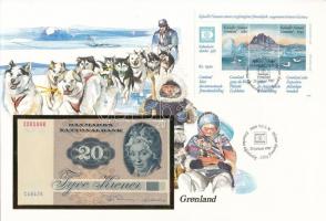 Dánia 1972. 20K borítékon grönlandi bélyeggel, bélyegzéssel T:I  Denmark 1972. 20 Kroner in envelope with Greenlandic stamp and cancellation C:UNC