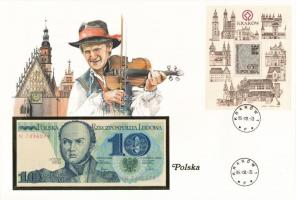 Lengyelország 1982. 10Zl felbélyegzett borítékban, bélyegzéssel T:I  Poland 1982. 10 Zlotych in envelope with stamp and cancellation C:UNC