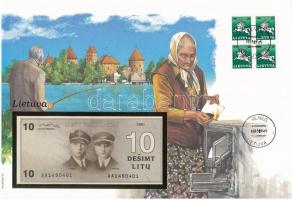Litvánia 1991. 10L felbélyegzett borítékban, bélyegzéssel T:I Lithuania 1991. 10 Litu in envelope with stamp and cancellation C:UNC