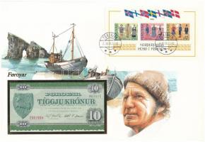 Feröer-szigetek 1949. 10K felbélyegzett borítékban, bélyegzéssel T:I Faroe Islands 1949. 10 Kronur in envelope with stamp and cancellation C:UNC