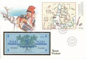 Finnország 1963. 5M felbélyegzett borítékban, bélyegzéssel T:1 Finland 1963. 5 Markkaa in envelope with stamp and cancellation C:UNC