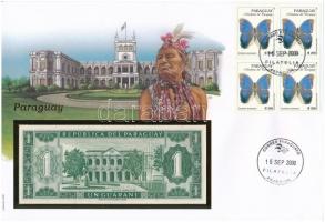 Paraguay 1952. 1G felbélyegzett borítékban, bélyegzéssel T:I Paraguay 1952. 1 Guarani in envelope with stamp and cancellation C:UNC