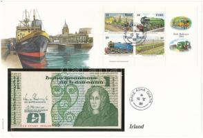 Írország 1989. 1P felbélyegzett borítékban, bélyegzéssel T:1 Ireland 1989. 1 Pound in envelope with stamp and cancellation C:UNC