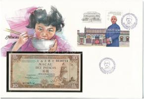 Makaó 1984. 10P borítékban, alkalmi bélyeggel bélyegzésekkel T:I Macau 1984. 10 Patacas in envelope with stamps C:UNC