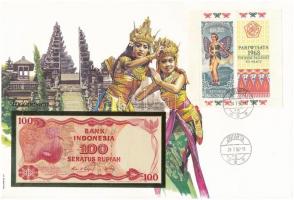 Indonézia 1984. 100R felbélyegzett borítékban, bélyegzéssel T:I Indonesia 1984. 100 Rupiah in envelope with stamp and cancellation C:UNC