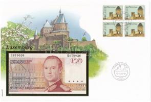 Luxemburg 1993. 100Fr felbélyegzett borítékban, bélyegzéssel T:I Luxembourg 1993. 100 Francs in envelope with stamp and cancellation C:UNC