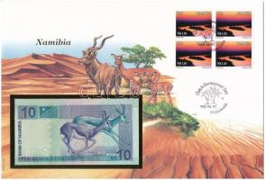 Namíbia 2001. 10D felbélyegzett borítékban, bélyegzéssel T:1 Namibia 2001. 10 Dollar in envelope wit...