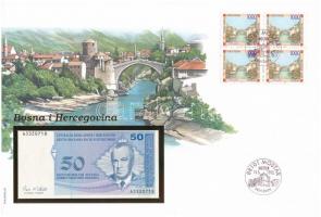 Bosznia-Hercegovina 1998. 50p felbélyegzett borítékban, bélyegzéssel T:1 Bosnia-Herzegovina 1998. 50...