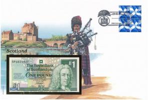 Skócia 1999. 1P felbélyegzett borítékban, bélyegzéssel T:I Scotland 1999. 1 Pound in envelope with stamp and cancellation C:UNC