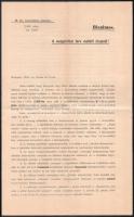 1909 Jékelfalussy honvédelmi miniszer bizalmas felhívása a honvéd kerületekhez, esetleges háború esetére foganatosítandó intézkedésekről. Behívási rend, nyomtatványok 4 p.