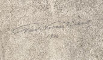 Kézdi-Kovács Lóránt (1897-1916): Akt, 1913. Szén, papír, jelezve balra lent. Sérült, kissé foltos. P...