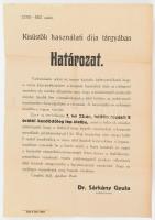1922 Kisüstök használati díjáról szóló határozat. Plakát 29x44 cm