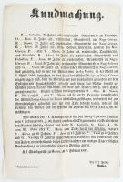 1857 Halmi, Nagygréce rabló rögtönbírósági halálos ítéletének német nyelvű hirdetménye 38x24 cm