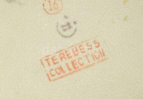 Terebess kínai mintás porcelán tál. Kézzel festett, jelzett, hibátlan. 32x24 cm