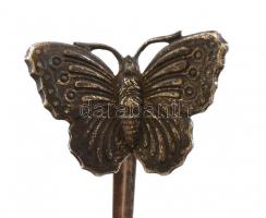 2db levélbontó, fém, pillangós és tollas, jelzett, h:16,5 cm