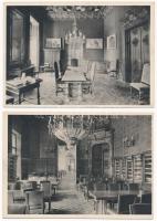 Budapest VIII. Fővárosi Könyvtár, belső. Erdélyi cs. és kir. udv. fényképész felvételei - 10 db régi képeslap / 10 pre-1945 interior postcards of the library