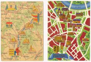 14 db MODERN térképes motívum képeslap / 14 modern map motive postcards