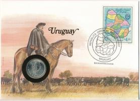 Uruguay 1980. 1P Cu-Ni felbélyegzett borítékban, bélyegzéssel, német nyelvű leírással T:1 Uruguay 1980. 1 Nuevo Peso Cu-Ni in envelope with stamp, cancellation, and a prospectus in german C:UNC