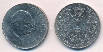 Nagy-Britannia 1965. 1C Cu-Ni "II. Erzsébet / Churchill" + 1977. 25p Cu-Ni "Ezüst Jub...