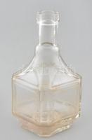 Dekoratív régi likőrös üveg, jelzett, 0,25 l, m: 14,5 cm