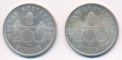 1993. 200Ft Ag "MNB" (2x) T:1-,2 patina
Adamo F13