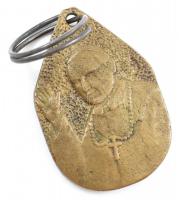 II. János Pál bronz vallási emlék medál, 4x3 cm