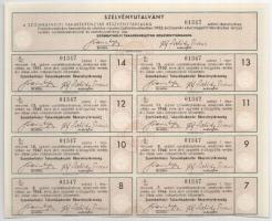 Szombathely 1938. "Szombathelyi Takarékpénztár Részvénytársaság" részvénye 50P-ről, szelvé...