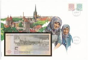 Észtország 1991. 5K felbélyegzett borítékban, bélyegzéssel T:I Estonia 1991. 5 Krooni in envelope with stamp and cancellation C:UNC