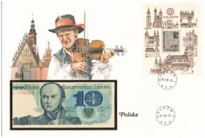 Lengyelország 1982. 10Zl felbélyegzett borítékban, bélyegzéssel T:I Poland 1982. 10 Zlotych in envelope with stamp and cancellation C:UNC