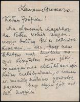 1921 Simon János György (1894-1968) festőművész, grafikus kézzel írt levele Gerő Zsófiának (1895-1966), Gerő Ödön (1863-1939) műkritikus, író lányának, autográf aláírásával. Másfél beírt oldal, eredeti sérült borítékban.