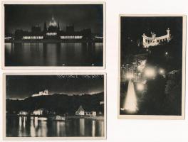 Budapest éjszakai fényekben - 5 db régi képeslap / 5 pre-1945 postcards