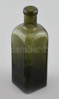 Müller Testvérek Rt. feliratos, régi zöld üveg, dombornyomott, anyagában színezett, 0,25 l, m: 16 cm