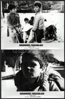 cca 1980 ,,Háborús reggelek című albán film jelenetei és szereplői, 13 db vintage produkciós filmfotó, ezüst zselatinos fotópapíron, 18x24 cm