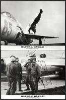 cca 1963 ,,Bátrak bátrai - repülős század a szovjet hadseregben" című szovjet film jelenetei és szereplői, 15 db vintage produkciós filmfotó, ezüst zselatinos fotópapíron, kisebb hibákkal, 18x24 cm