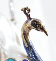 Arany (14k/Au) Pávás, fehérarany nyaklánc, Mabe gyöngy, ausztrál opál és 2db fekete gyémánttal ékítv...